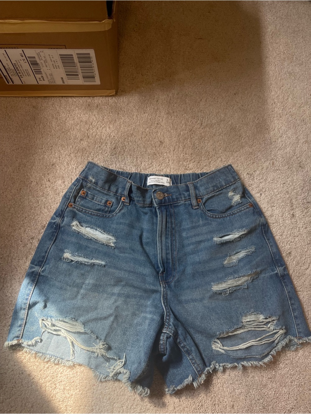 High-Waist Distressed Denim Shorts - BlueNotes